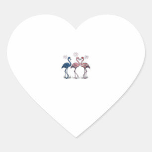 Patriottische Flamingo Trio Vintage Gravure Design Hart Sticker