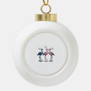 Patriottische Flamingo Trio Vintage Gravure Design Keramische Bal Ornament