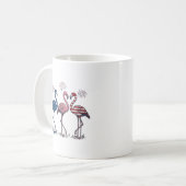 Patriottische Flamingo Trio Vintage Gravure Design Koffiemok (Voorkant links)