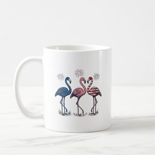 Patriottische Flamingo Trio Vintage Gravure Design Koffiemok (Links)