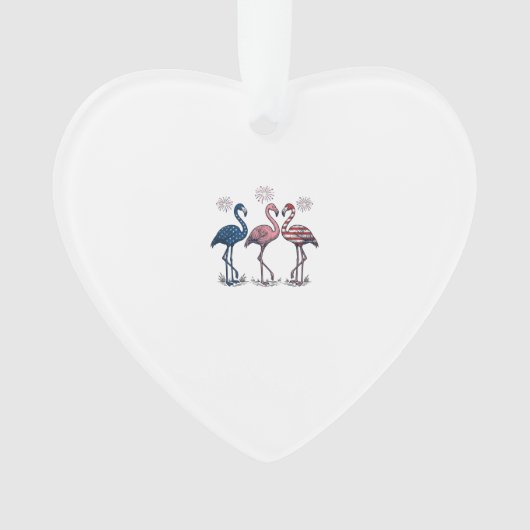 Patriottische Flamingo Trio Vintage Gravure Design Ornament (voorkant)