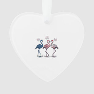 Patriottische Flamingo Trio Vintage Gravure Design Ornament