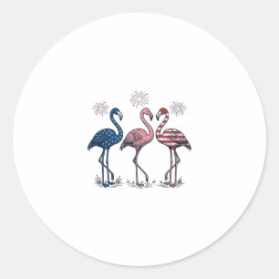 Patriottische Flamingo Trio Vintage Gravure Design Ronde Sticker