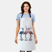 Patriottische Flamingo Trio Vintage Gravure Design Schort (Gedragen)