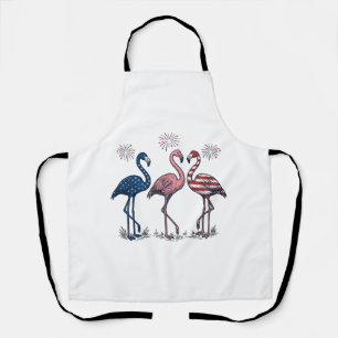 Patriottische Flamingo Trio Vintage Gravure Design Schort