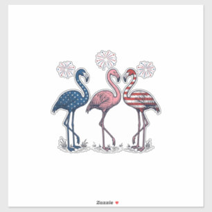 Patriottische Flamingo Trio Vintage Gravure Design Sticker