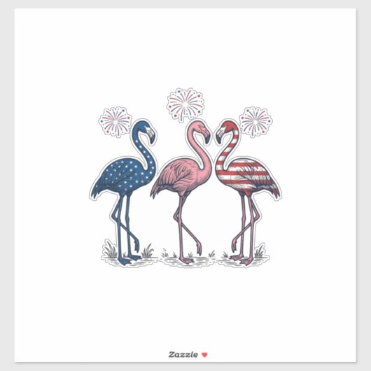 Patriottische Flamingo Trio Vintage Gravure Design Sticker (Vel)