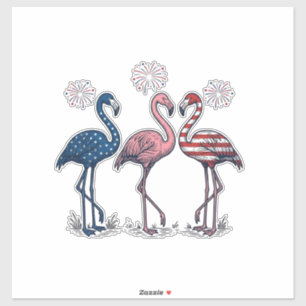 Patriottische Flamingo Trio Vintage Gravure Design Sticker