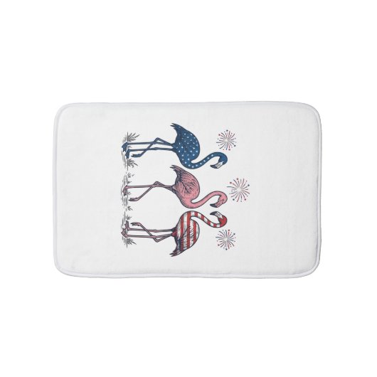 Patriottische Flamingo Trio Vintage Gravure Ontwer Badmat (Voorkant)