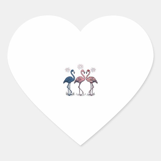 Patriottische Flamingo Trio Vintage Gravure Ontwer Hart Sticker (Voorkant)