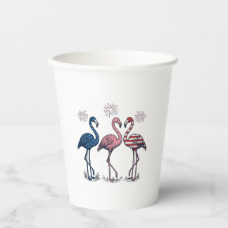 Patriottische Flamingo Trio Vintage Gravure Ontwer Papieren Bekers