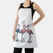 Patriottische Flamingo Trio Vintage Gravure Ontwer Schort (Insitu)