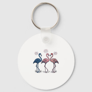 Patriottische Flamingo Trio Vintage Gravure Ontwer Sleutelhanger