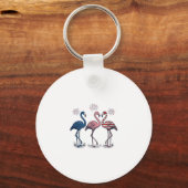 Patriottische Flamingo Trio Vintage Gravure Ontwer Sleutelhanger (Voorkant)