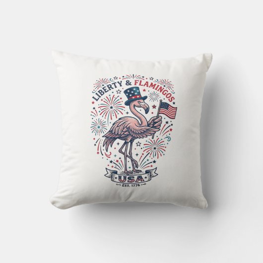 Patriottische Flamingo Vintage Gravure Shirt Ontwe Kussen (Voorkant)