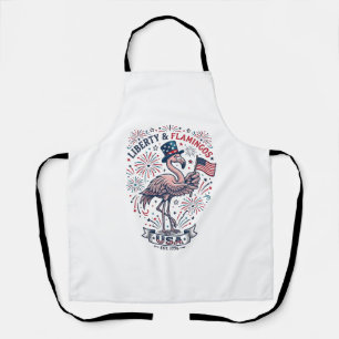 Patriottische Flamingo Vintage Gravure Shirt Ontwe Schort