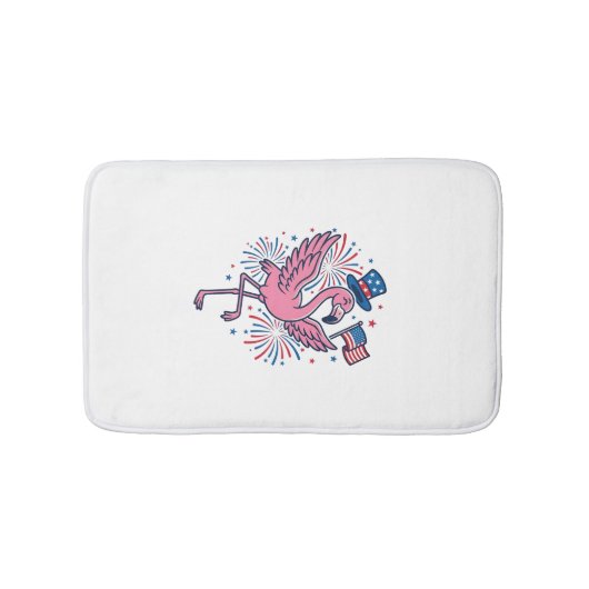 Patriottische Flamingo Vuurwerk Vector Design_1 Badmat (Voorkant)