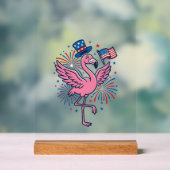 Patriottische Flamingo-Vuurwerk Vectorontwerp_1 Acryl Bord (Neutraal)