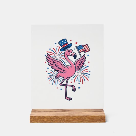 Patriottische Flamingo-Vuurwerk Vectorontwerp_1 Acryl Bord (Voorkant)