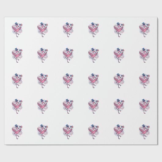 Patriottische Flamingo-Vuurwerk Vectorontwerp_1 Cadeaupapier (Vlak)