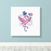 Patriottische Flamingo-Vuurwerk Vectorontwerp_1 Canvas Afdruk (Insitu (Houten vloer))