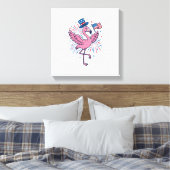 Patriottische Flamingo-Vuurwerk Vectorontwerp_1 Canvas Afdruk (Insitu (Slaapkamer))