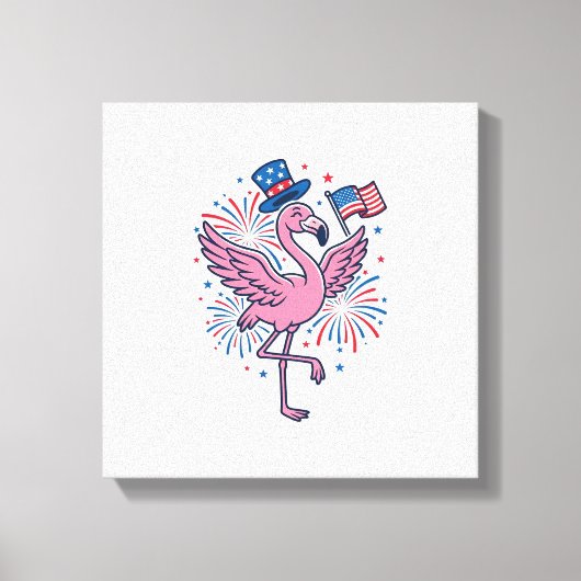 Patriottische Flamingo-Vuurwerk Vectorontwerp_1 Canvas Afdruk (Voorkant)