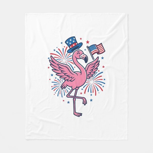 Patriottische Flamingo-Vuurwerk Vectorontwerp_1 Fleece Deken (Voorkant)