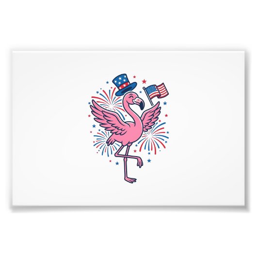 Patriottische Flamingo-Vuurwerk Vectorontwerp_1 Foto Afdruk (Voorkant)