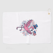 Patriottische Flamingo-Vuurwerk Vectorontwerp_1 Golfhanddoek (Horizontaal)