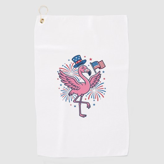 Patriottische Flamingo-Vuurwerk Vectorontwerp_1 Golfhanddoek (Voorkant)