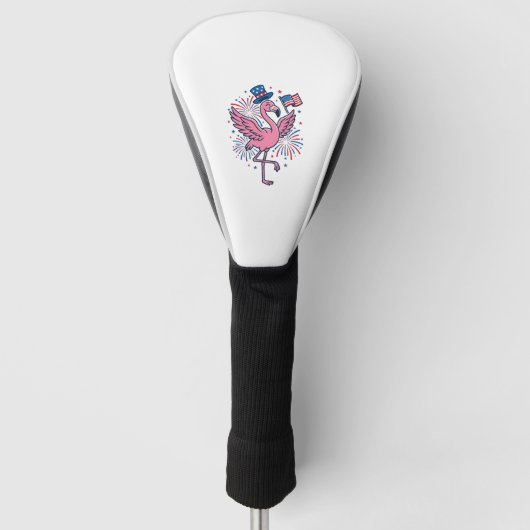 Patriottische Flamingo-Vuurwerk Vectorontwerp_1 Golfheadcover (Voorkant)
