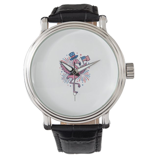 Patriottische Flamingo-Vuurwerk Vectorontwerp_1 Horloge (Voorkant)