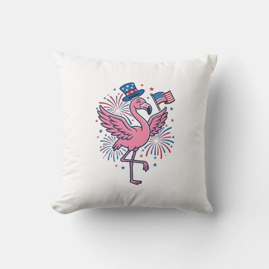 Patriottische Flamingo-Vuurwerk Vectorontwerp_1 Kussen (Voorkant)