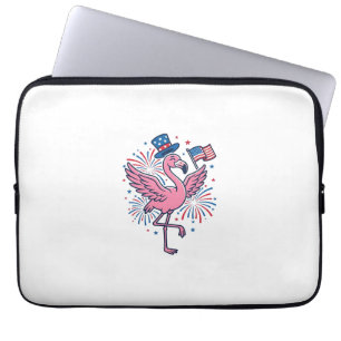 Patriottische Flamingo-Vuurwerk Vectorontwerp_1 Laptop Sleeve