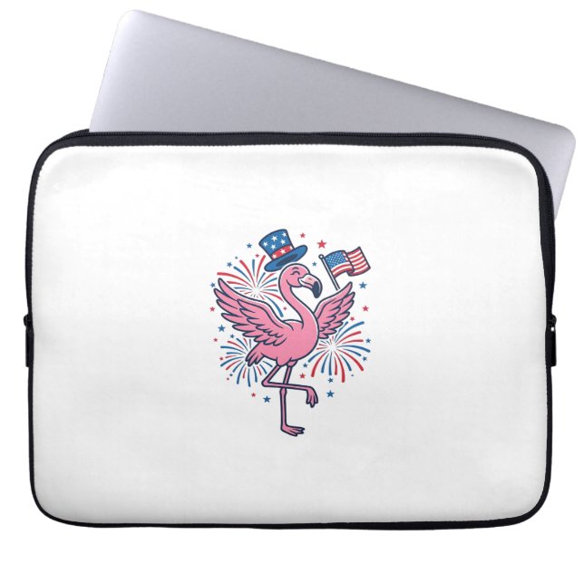 Patriottische Flamingo-Vuurwerk Vectorontwerp_1 Laptop Sleeve (Voorkant)