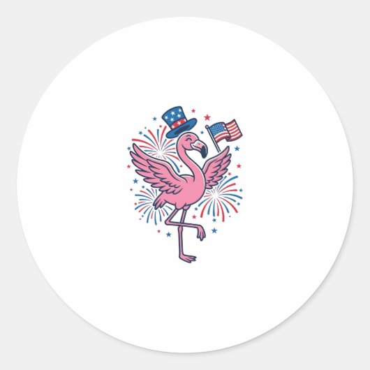 Patriottische Flamingo-Vuurwerk Vectorontwerp_1 Ronde Sticker (Voorkant)