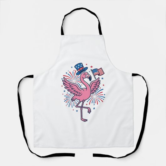Patriottische Flamingo-Vuurwerk Vectorontwerp_1 Schort (Voorkant)