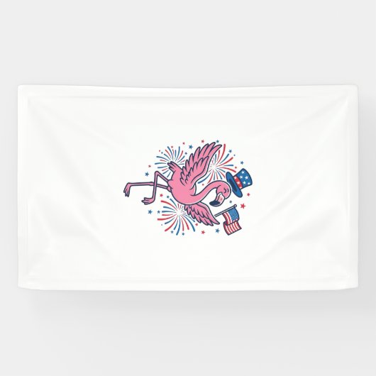Patriottische Flamingo-Vuurwerk Vectorontwerp_1 Spandoek (Horizontaal)