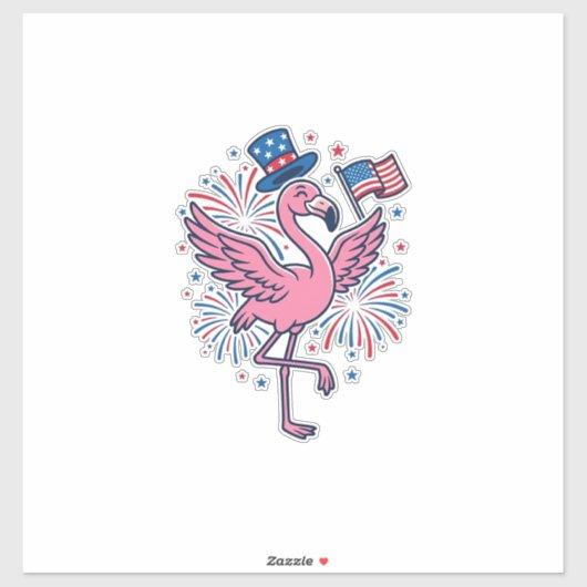 Patriottische Flamingo-Vuurwerk Vectorontwerp_1 Sticker (Vel)