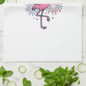 Patriottische Flamingo-Vuurwerk Vectorontwerp_1 Theedoek (Gevouwen)