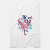 Patriottische Flamingo-Vuurwerk Vectorontwerp_1 Theedoek (Verticaal)