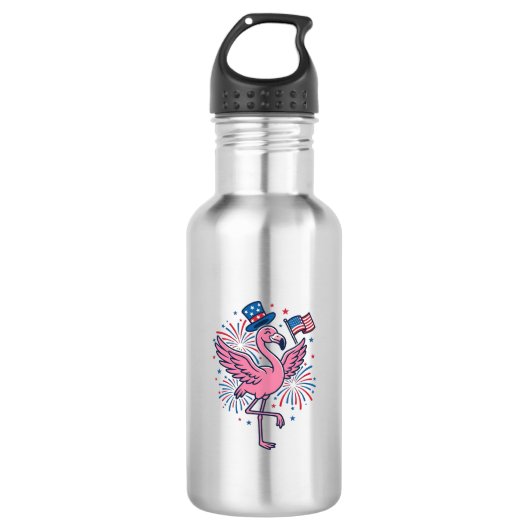 Patriottische Flamingo-Vuurwerk Vectorontwerp_1 Waterfles (Voorkant)