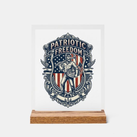 Patriottische Flea Market Picker Vector Grafische Acryl Bord (Voorkant)