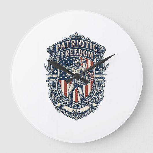 Patriottische Flea Market Picker Vector Grafische Grote Klok (Voorkant)