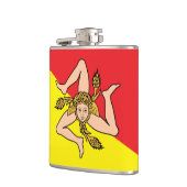 Patriottische fles met de vlag van Sicilië, Italië Heupfles (Links)