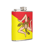 Patriottische fles met de vlag van Sicilië, Italië Heupfles (Rechts)