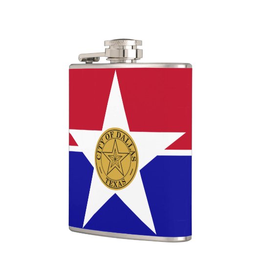 Patriottische fles met vlag van Dallas, Verenigde  Heupfles (Links)