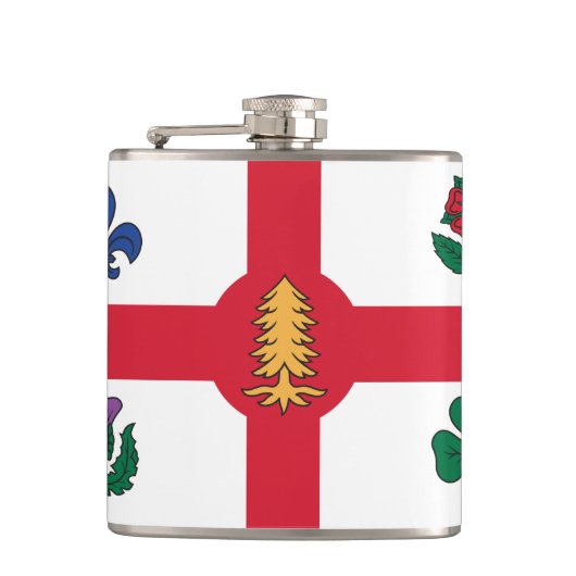 Patriottische fles met vlag van Montreal Heupfles (Voorkant)
