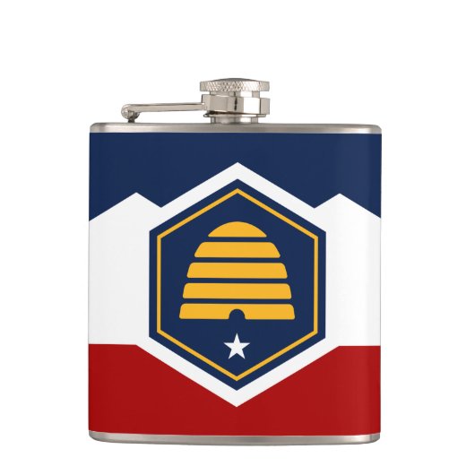 Patriottische fles met vlag van Utah, VS Heupfles (Voorkant)